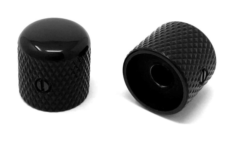 Vintage Forge Black Metal Dome Knobs for Fender Telecaster Guitar and Precision P-Bass (Set of 2) 1/4 Inch Solid Shaft DK50US-BLK - Image 1